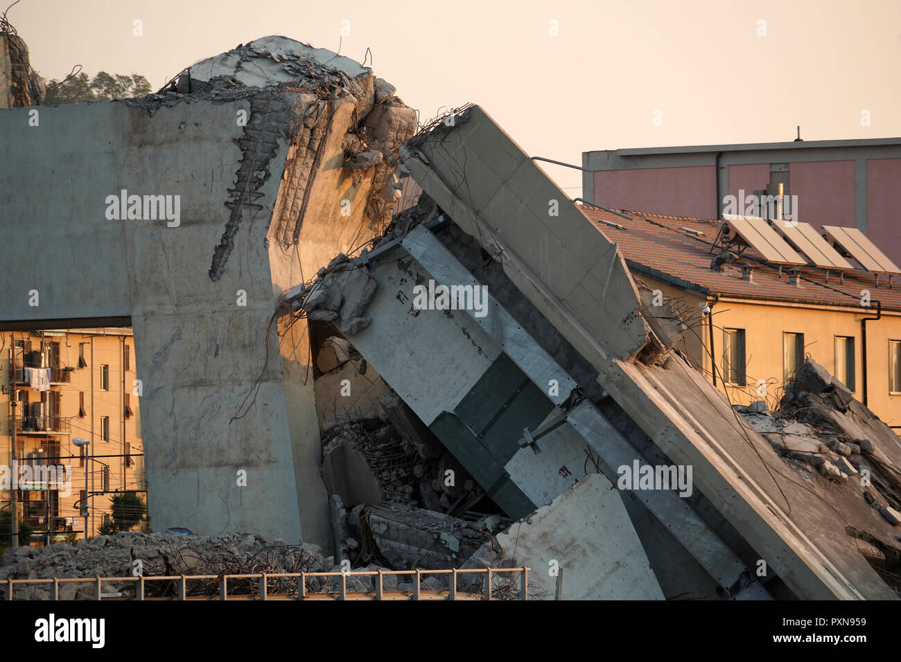 Morandi ponte crollato in Genova Italia Foto Stock
