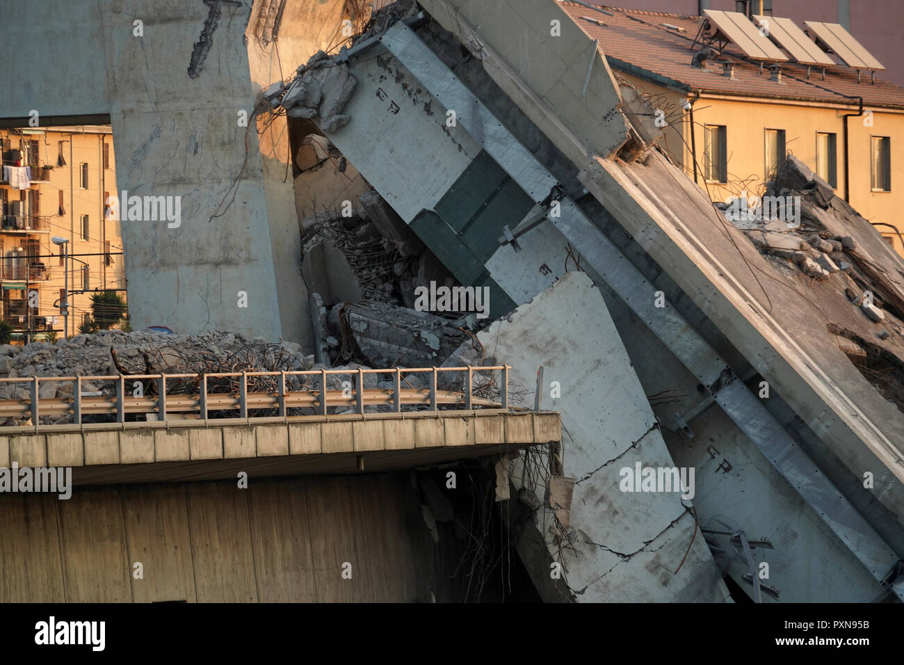 Morandi ponte crollato in Genova Italia Foto Stock
