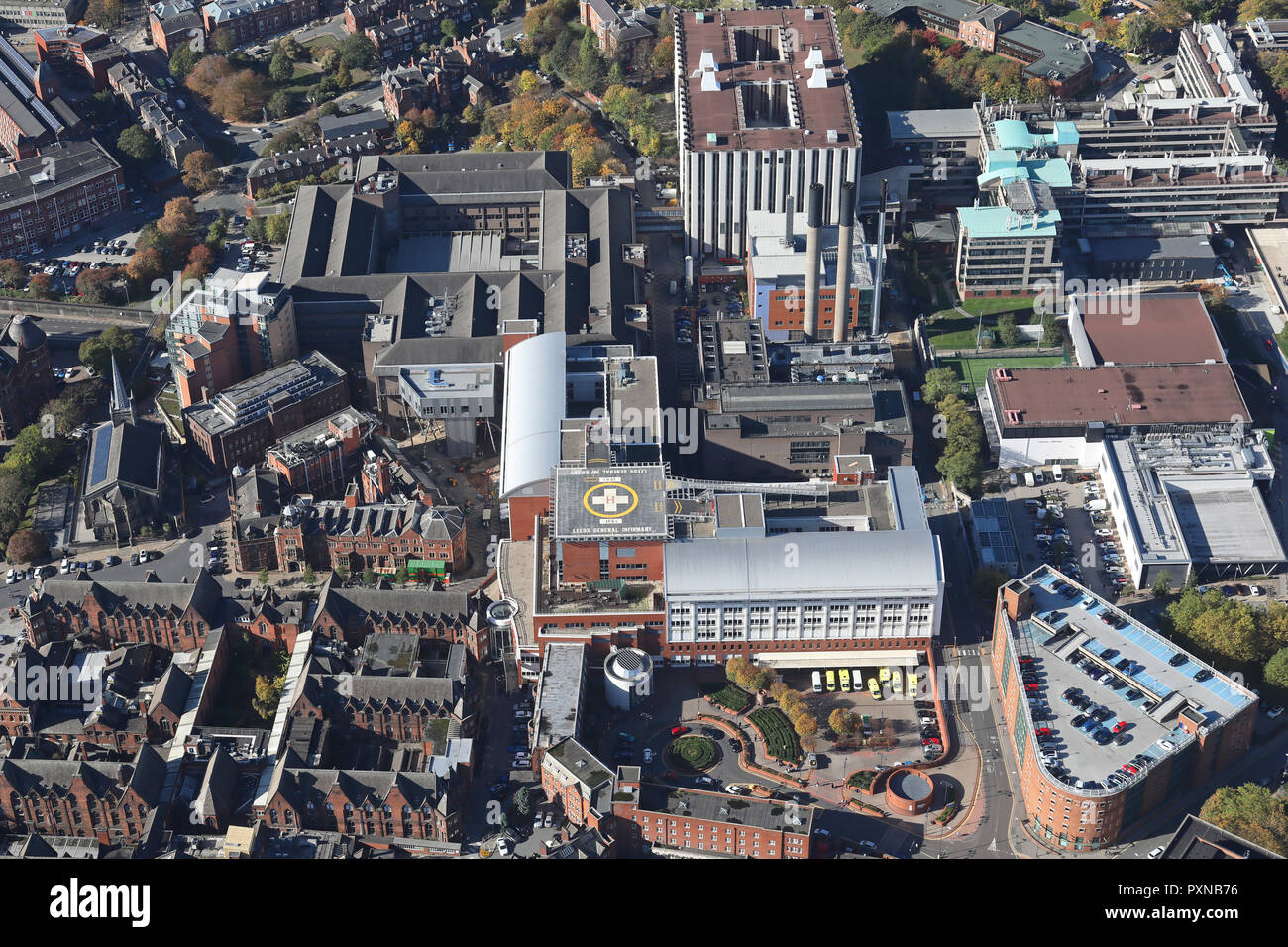 Vista aerea di Leeds General Infirmary Foto Stock