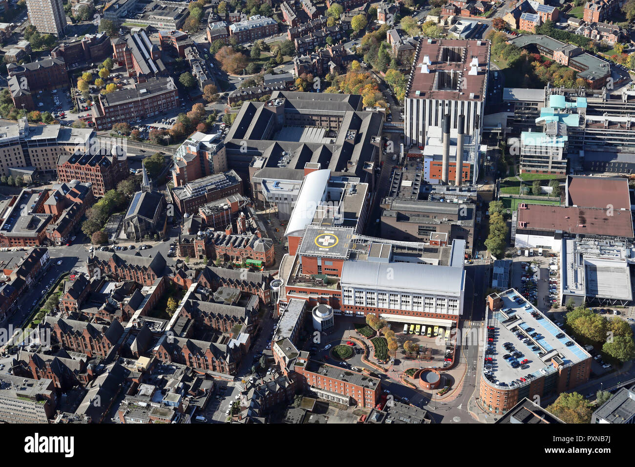 Vista aerea di Leeds General Infirmary Foto Stock