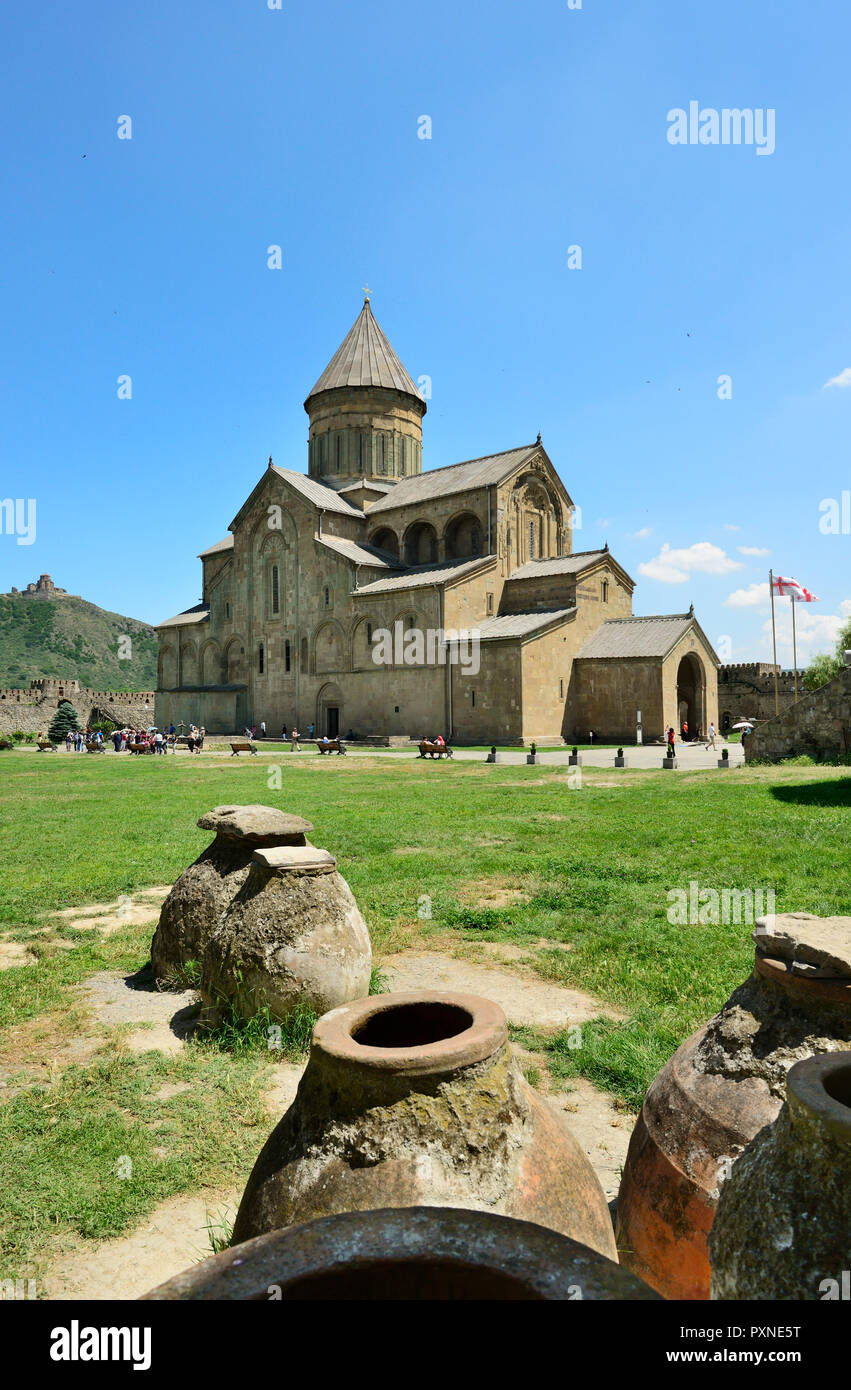 Cattedrale di Svetitskhoveli (Cattedrale del pilastro vivente) completato tra IV e XI secolo. Un sito Patrimonio Mondiale dell'UNESCO. Mtskheta, la storica capitale della Georgia. Caucaso Foto Stock