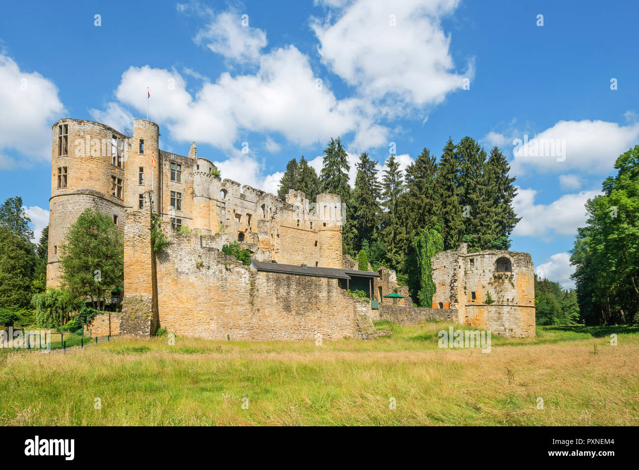 Il castello di Beaufort, Kanton Echternach, Lussemburgo Foto Stock