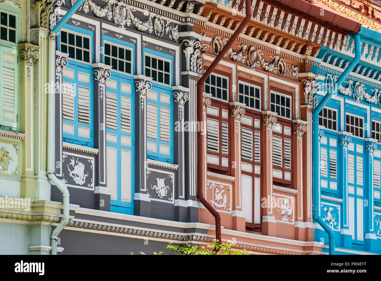 Terrazza Peranakan House, Singapore Foto Stock