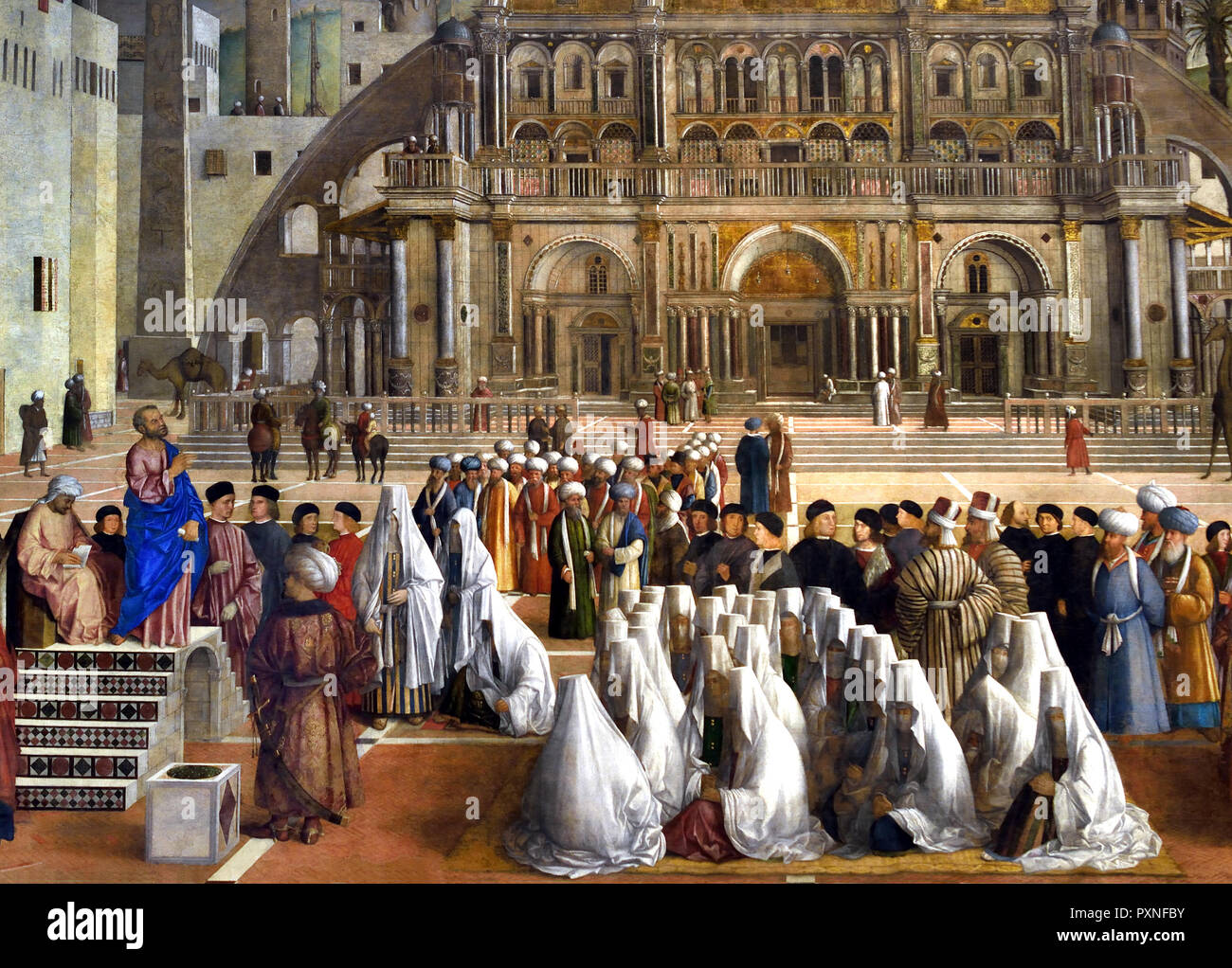 San Marco la predicazione in Alessandria 1504-1507, Gentile Bellini e Giovanni Bellini, Italia, italiano . Foto Stock