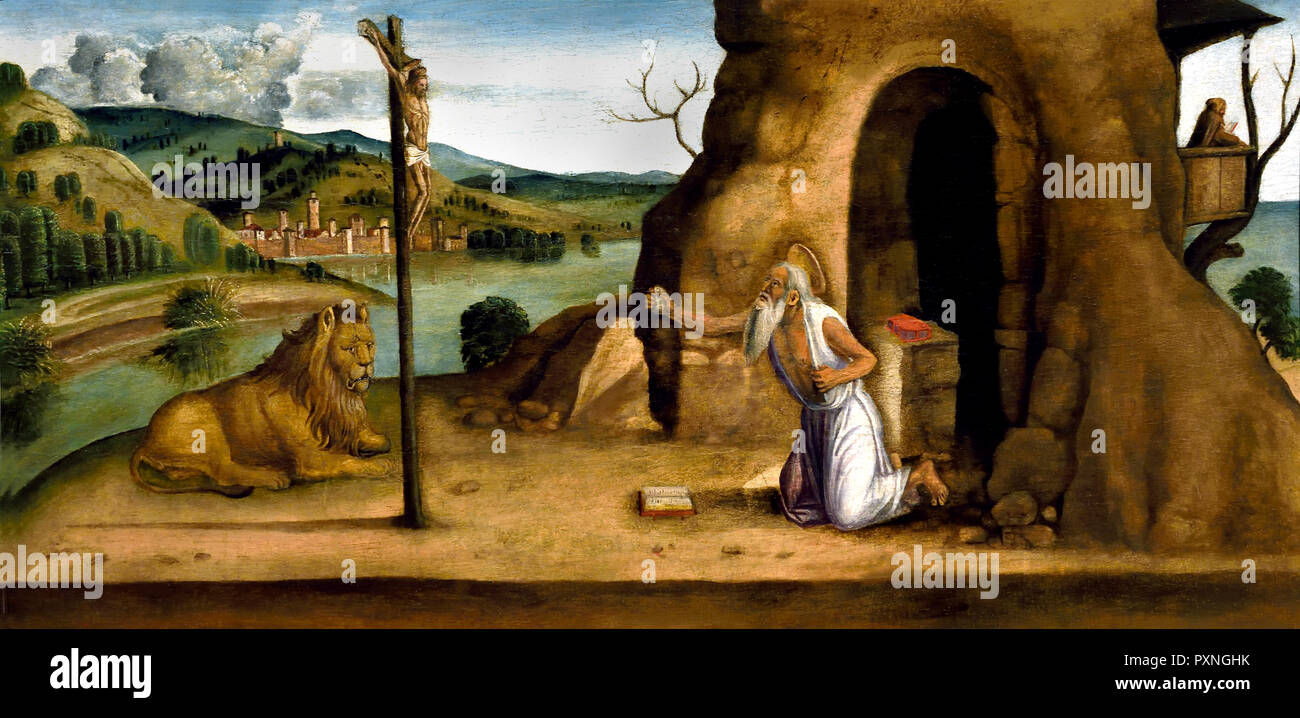 San Girolamo nel deserto 1485 Lazzaro Bastiani 1430-1512 Italia, italiano . Foto Stock