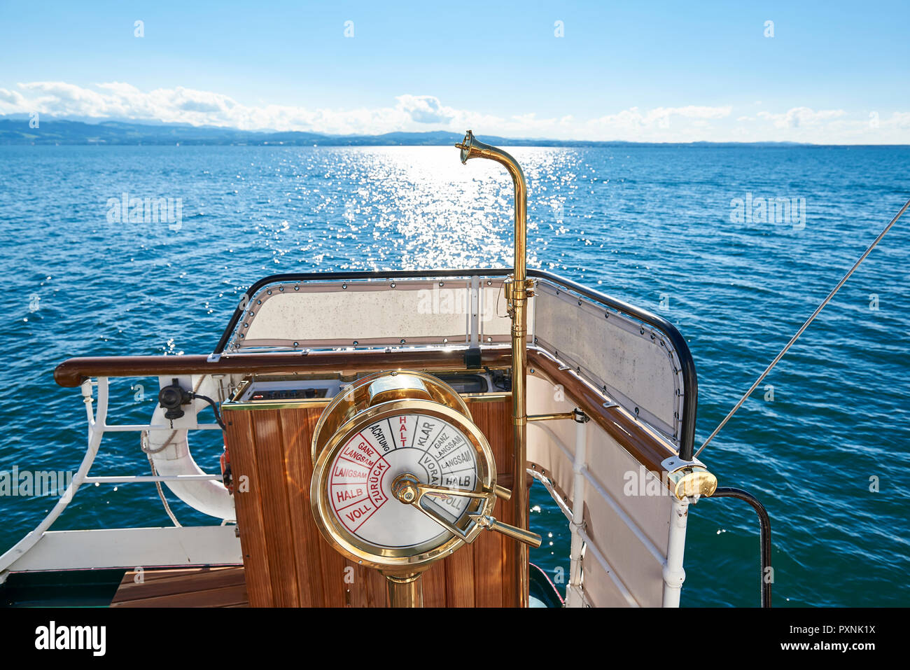 Battello a vapore Hohentwiel, macchina telegraf Foto Stock