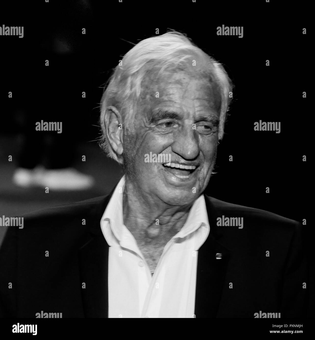 Lione, Francia, 13 Ottobre 2018: attore francese Jean-Paul Belmondo è visto come egli arriva alla cerimonia di apertura della decima edizione di Lyon Lumiere Fi Foto Stock