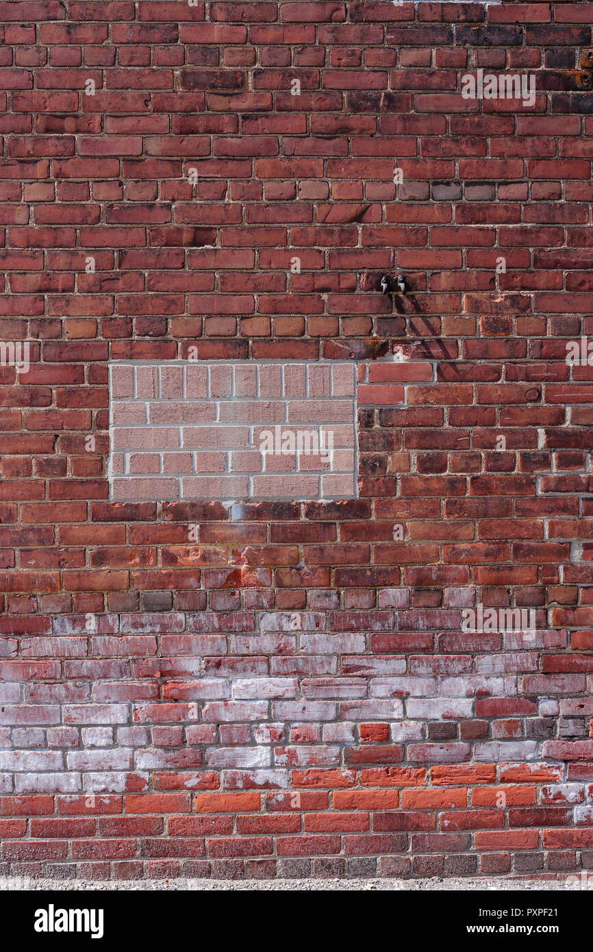 Consumato un muro di mattoni - Toronto, Ontario, Canada. Foto Stock
