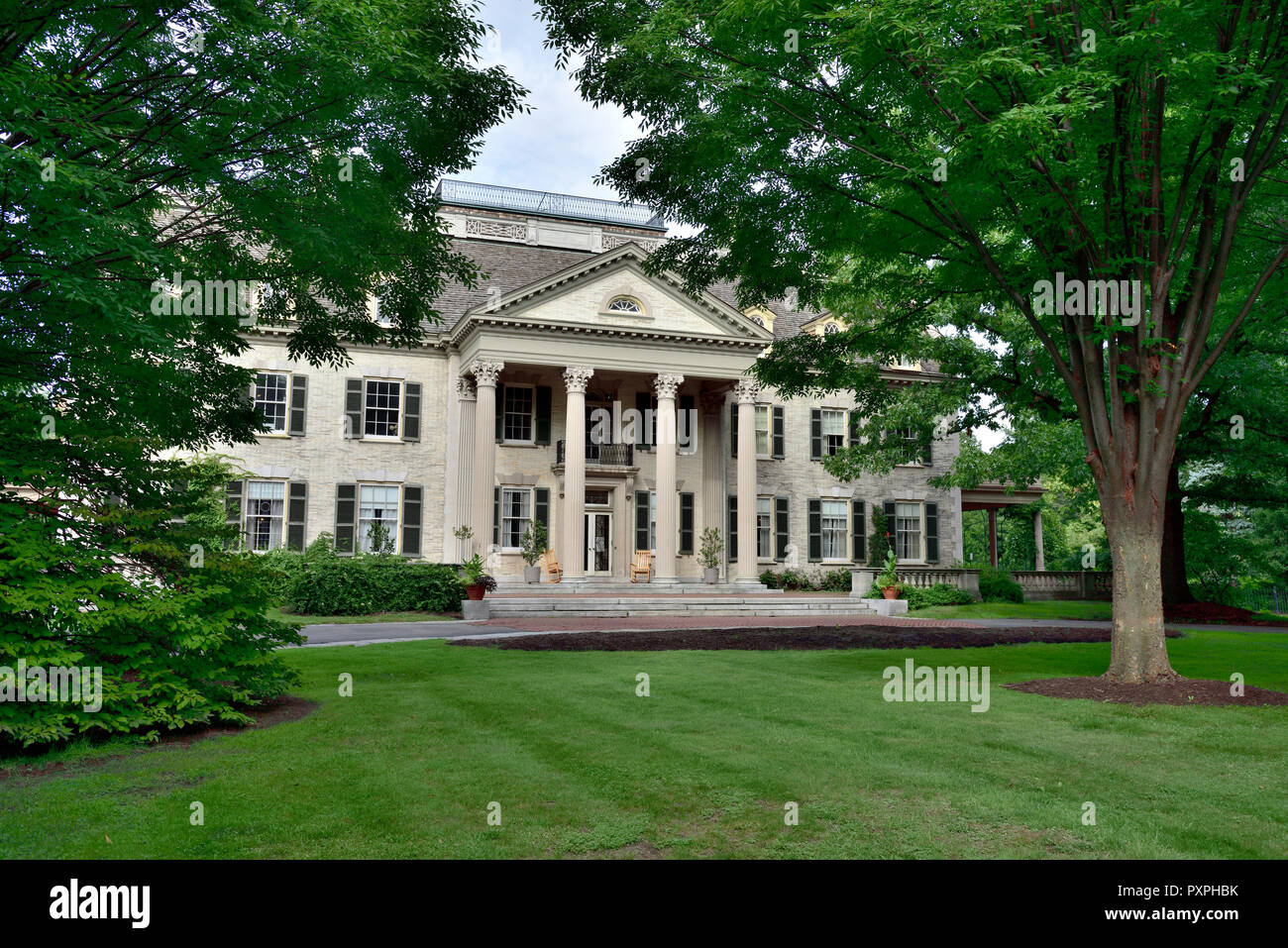 Al di fuori di George Eastman House e museo lungo con Dryden Theatre, Rochester, New York, Stati Uniti d'America Foto Stock