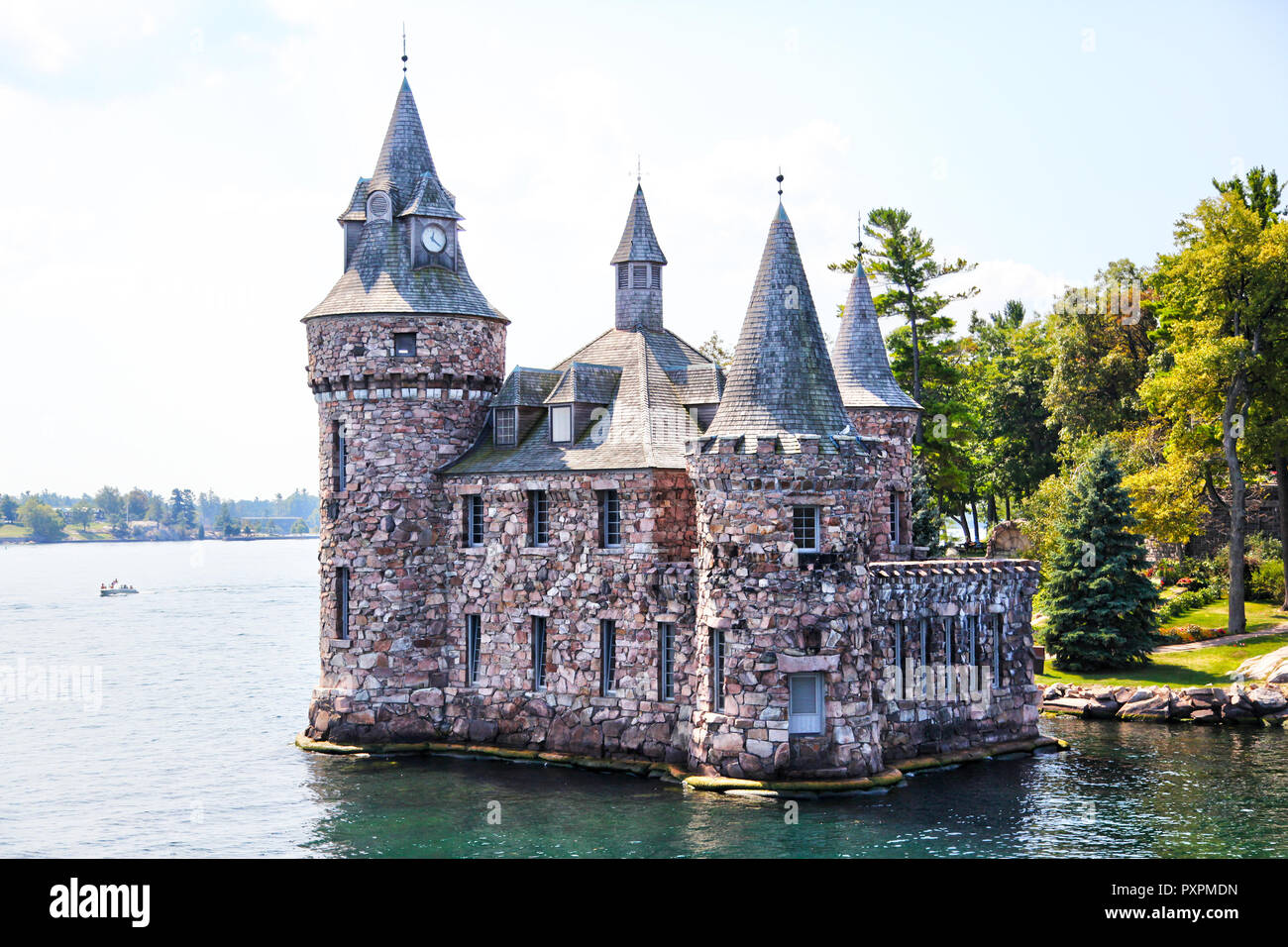 Boldt storico castello nel 1000 isole regione dello Stato di New York sul cuore isola nel fiume San Lorenzo. Foto Stock