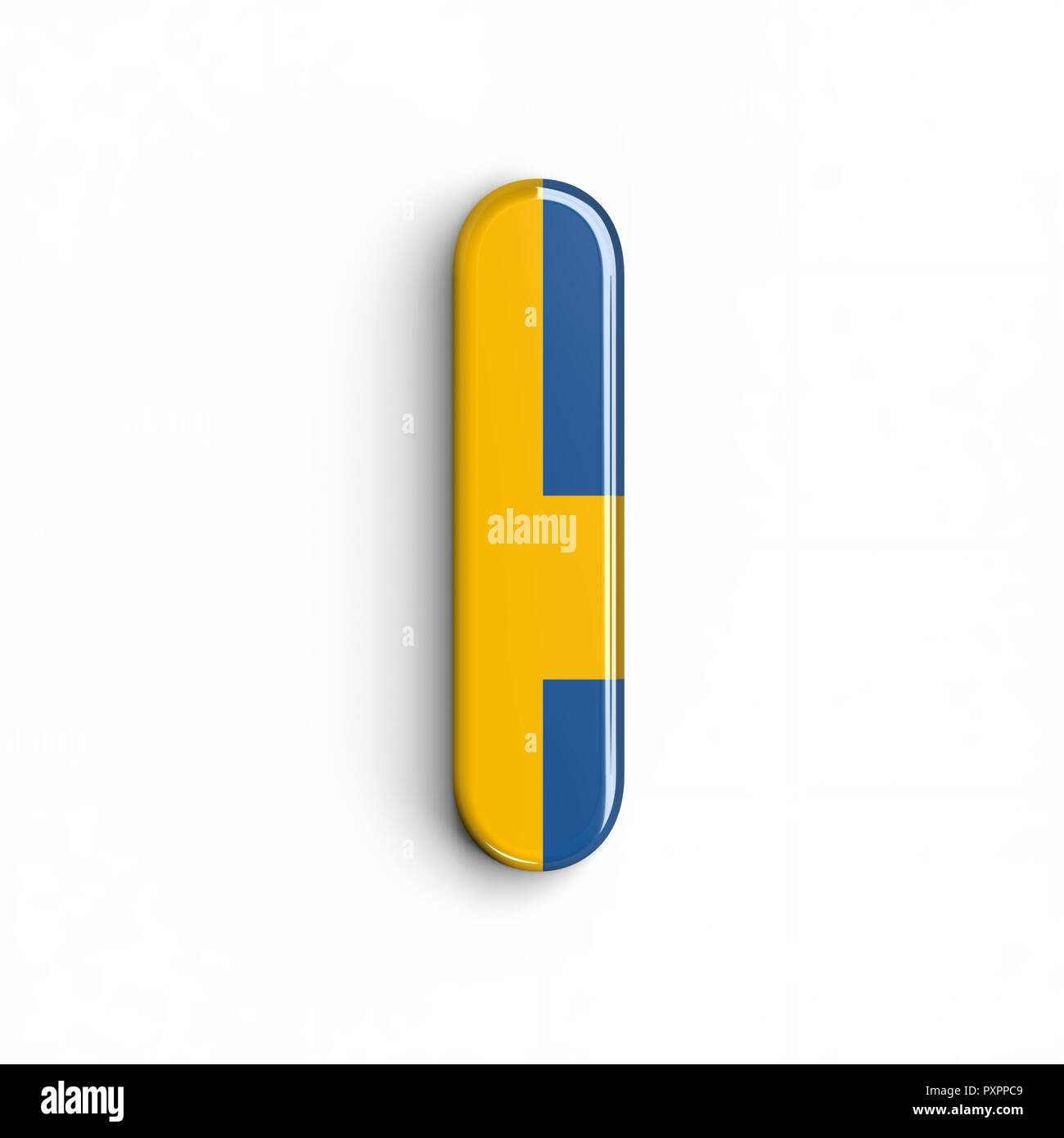 Bandiera della Svezia lettera L - Piccolo 3d font svedese isolati su sfondo bianco. Questo alfabeto è la soluzione ideale per creative illustrazioni correlate ma non limitato Foto Stock