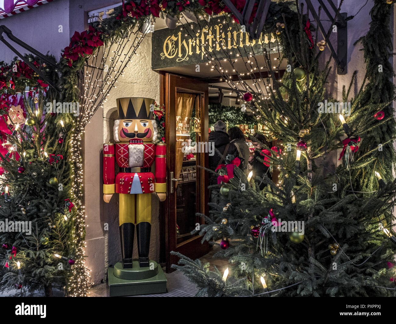 Stagione di Natale a Rothenburg ob der Tauber, Germania Foto Stock