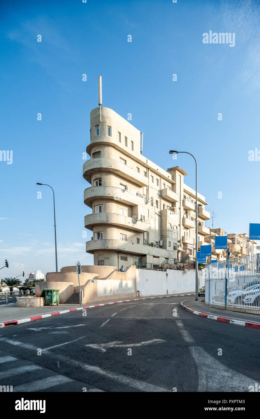 Israele, Tel Aviv - 20 Ottobre 2018: architettura Bauhaus di Tel Aviv Foto Stock