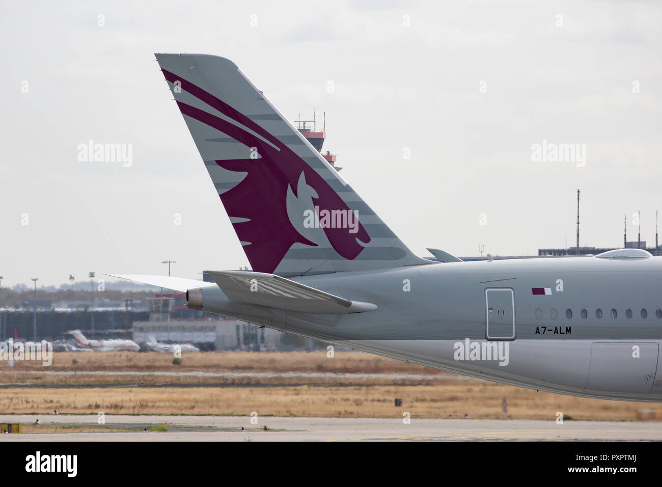 A7-ALM, Airbus A350-941 der Qatar Airways am Flughafen Frankfurt am Main (FRA), 23.09.2018 Foto Stock