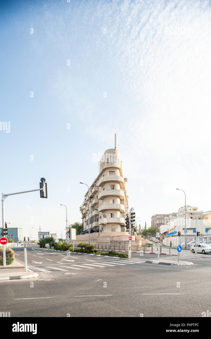 Israele, Tel Aviv - 20 Ottobre 2018: architettura Bauhaus di Tel Aviv Foto Stock