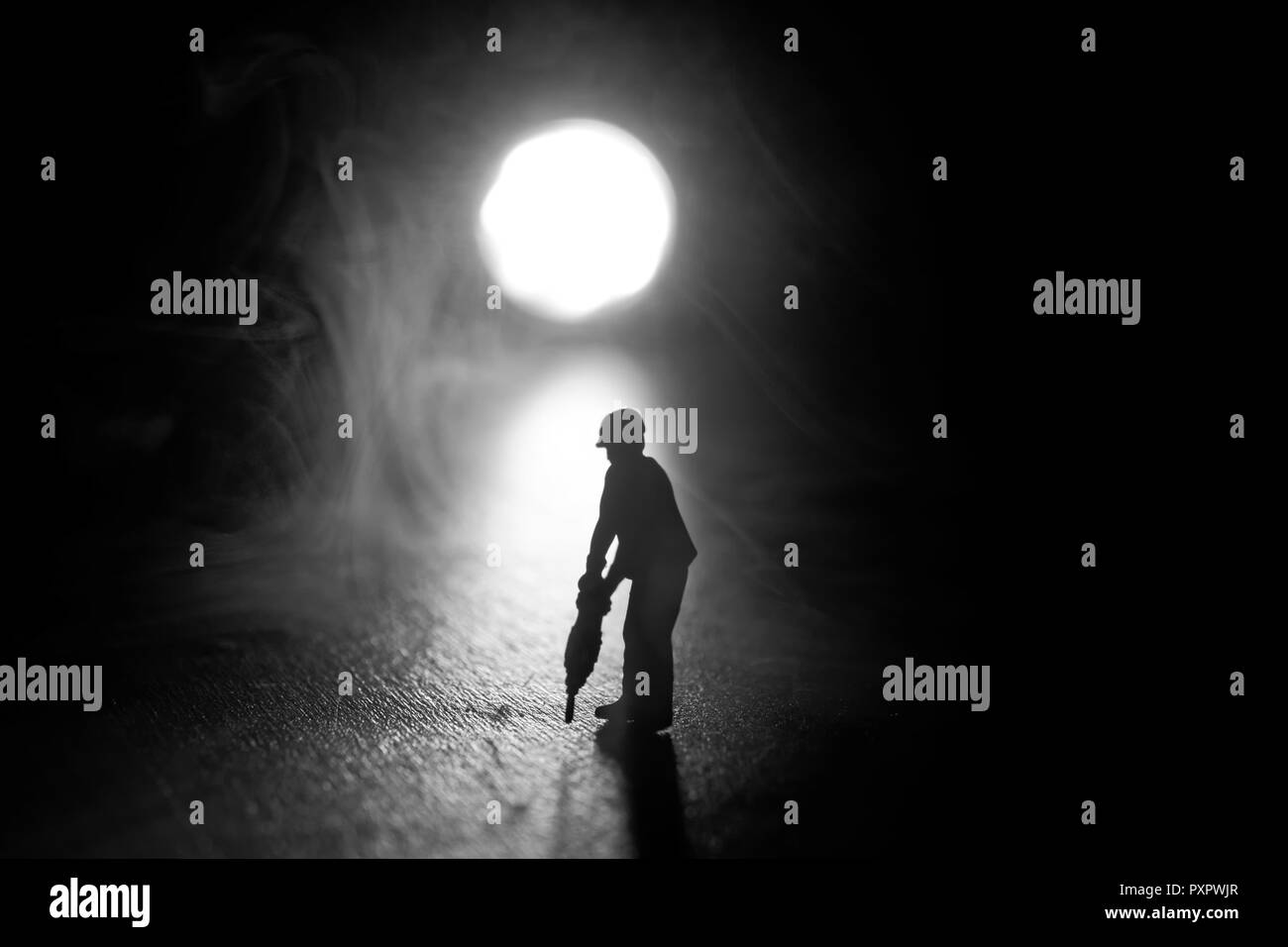 Lavoratore con jackhammer Foto Stock