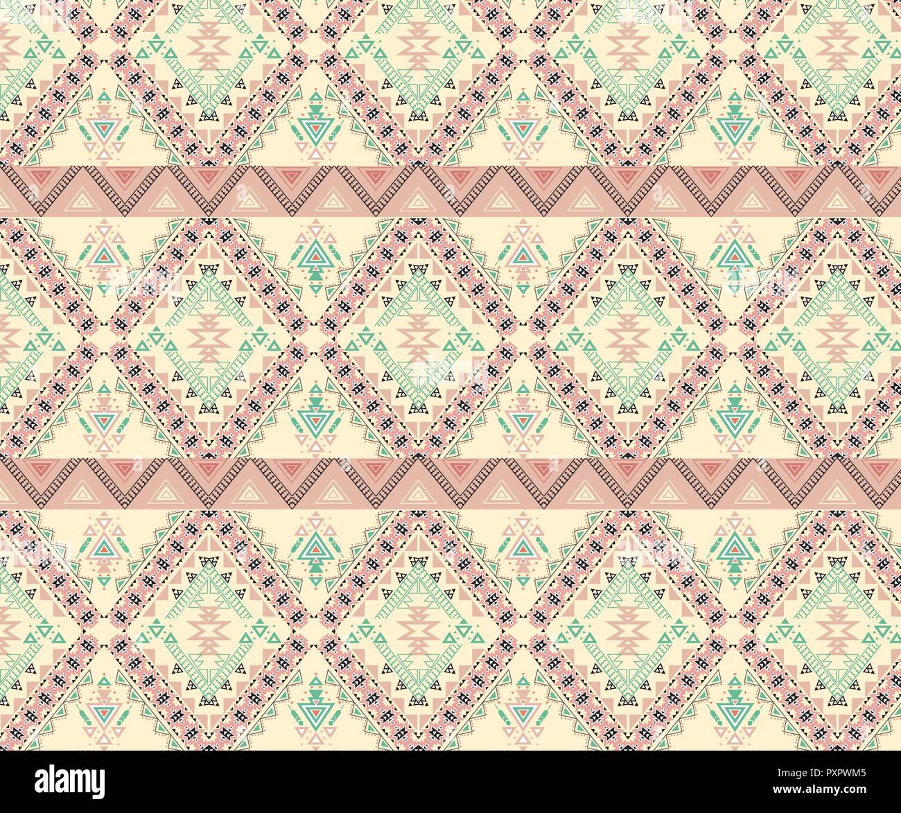 Vector Seamless Pattern tribali. Elegante Art Stampa etnica ornamento con triangoli. Illustrazione Vettoriale