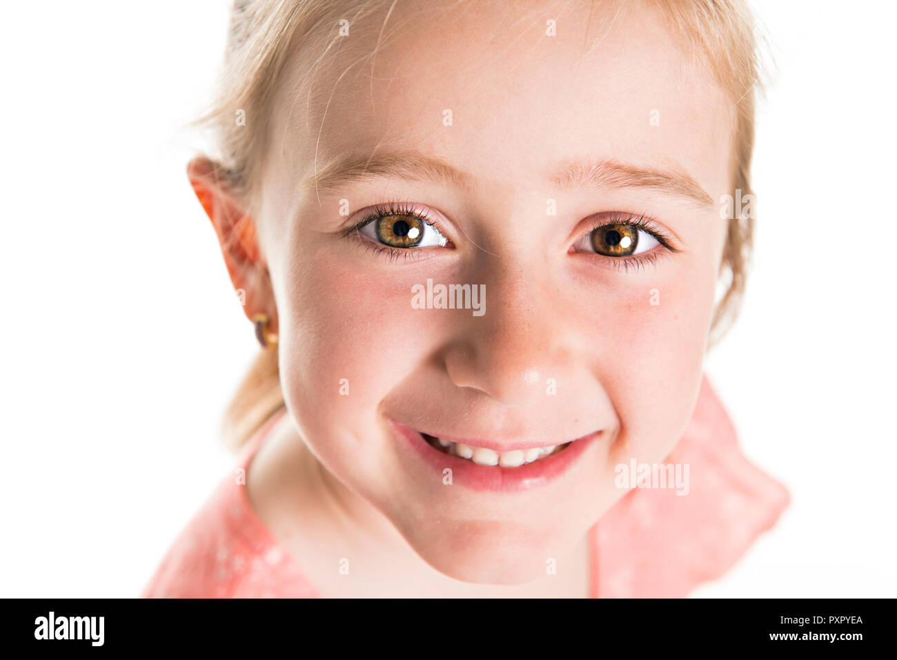 Immagine ravvicinata di bella Caucasian bambina Foto Stock