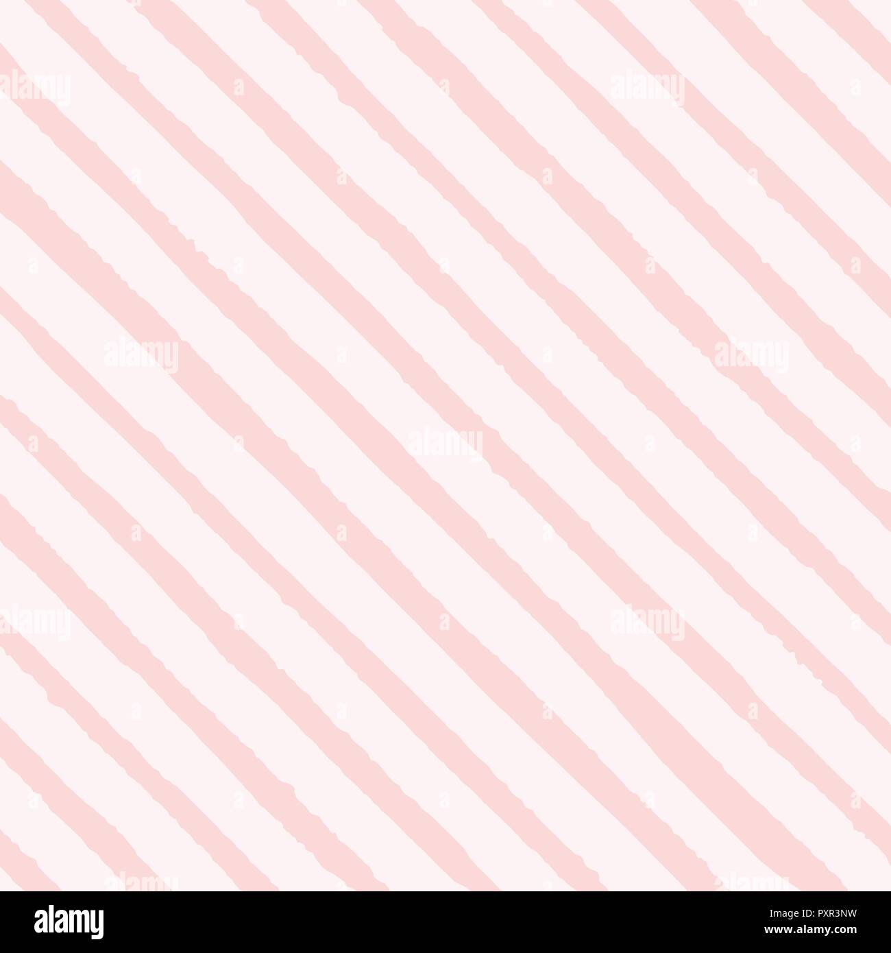 Disegnato a mano diagonale Vector grunge strisce di colori rosa seamless pattern su uno sfondo bianco. La texture per il design. Illustrazione Vettoriale