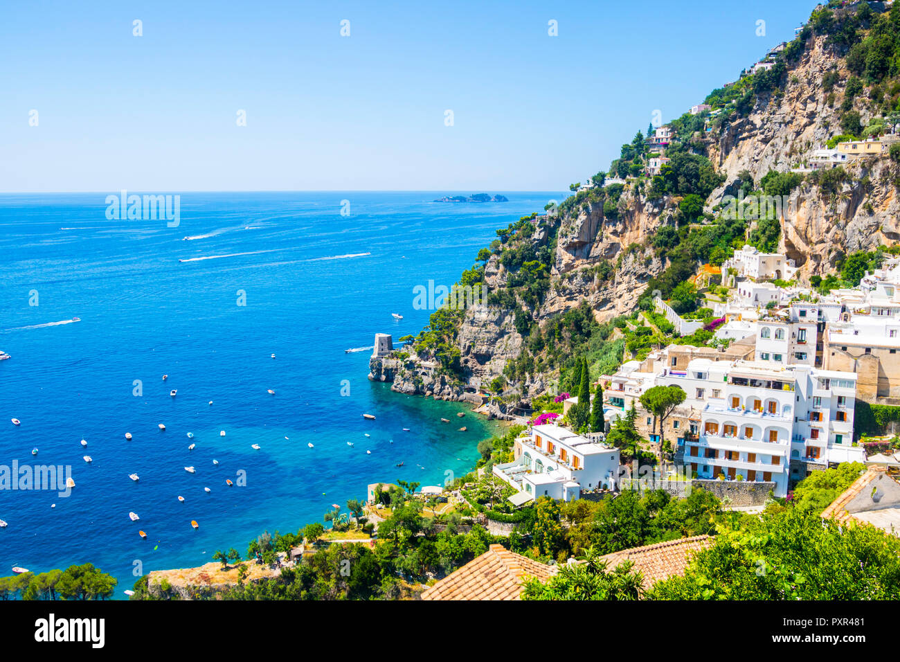 Vista sul resort Positano, Amalifi Costa, Costiera Amalfitana, Italia, concetto di viaggio, turistico concetto, vita migliore, Bliss, felicità, Scenic, favolosa Foto Stock