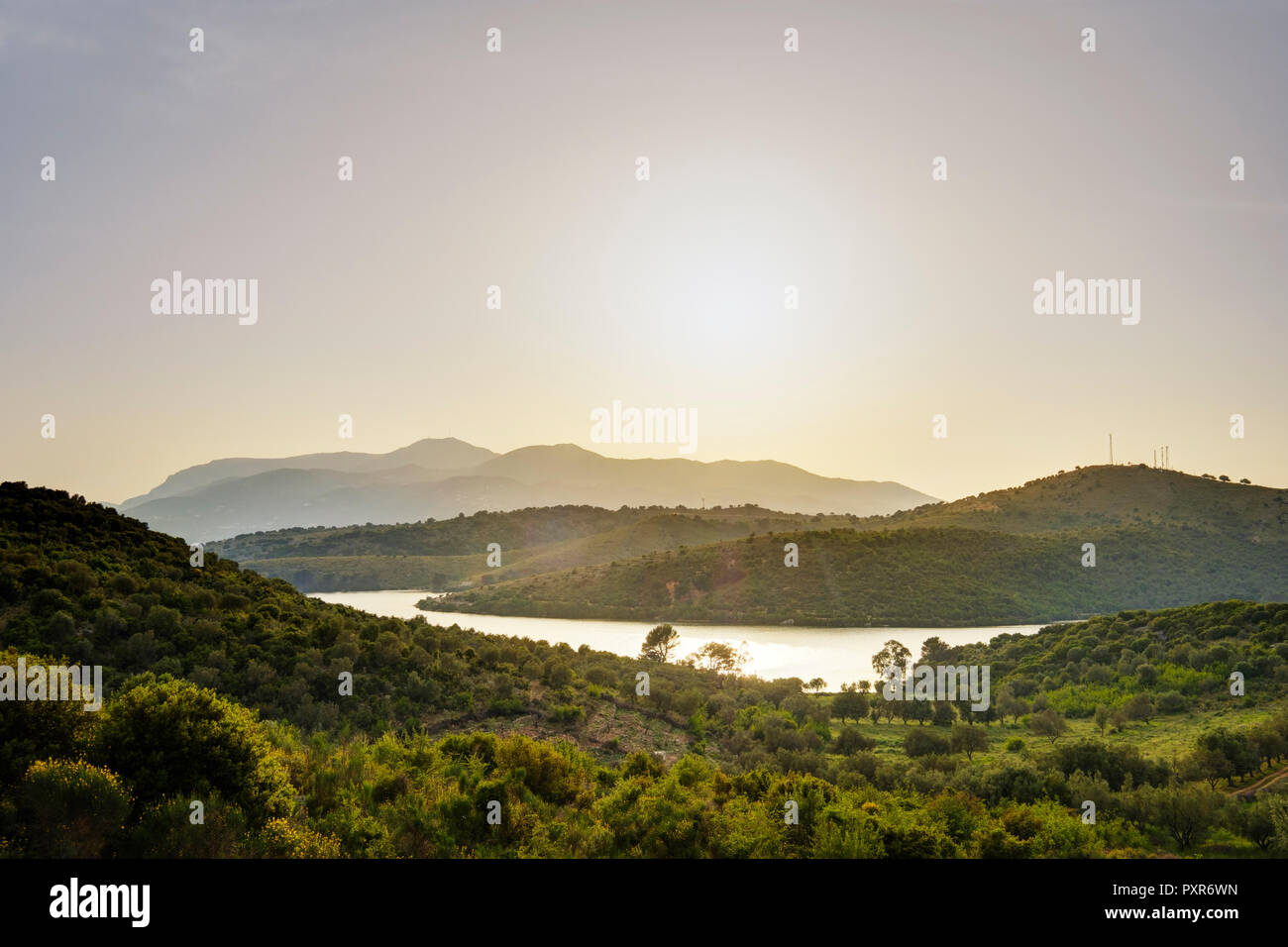 L'Albania, la contea di Valona, Butrinto, bay, Corfù in background Foto Stock
