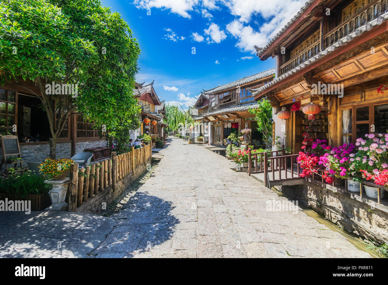 Cina Yunnan, Lijiang, scenic alley nella città vecchia Foto Stock