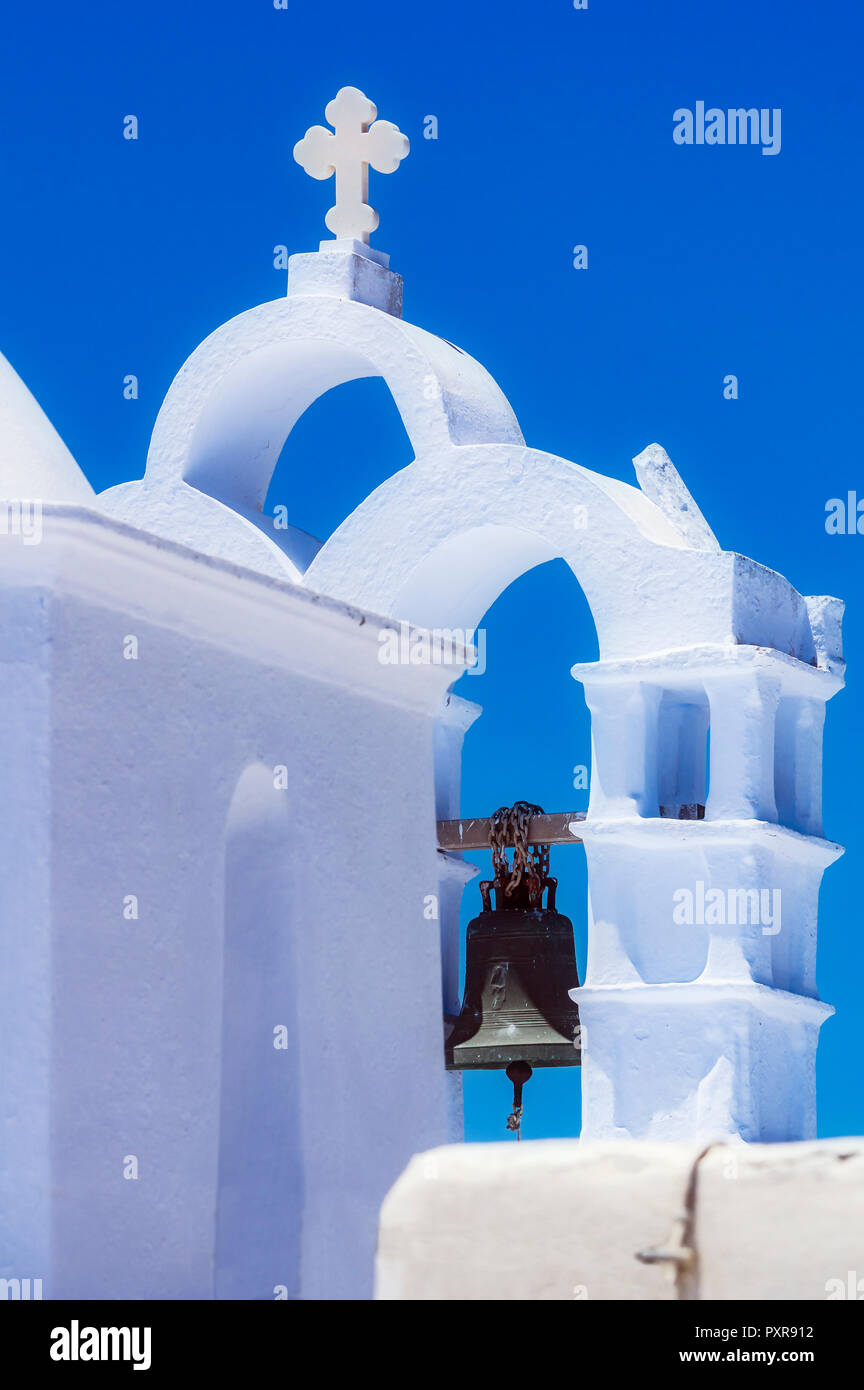 La Grecia, Chora, il campanile della chiesa Foto Stock