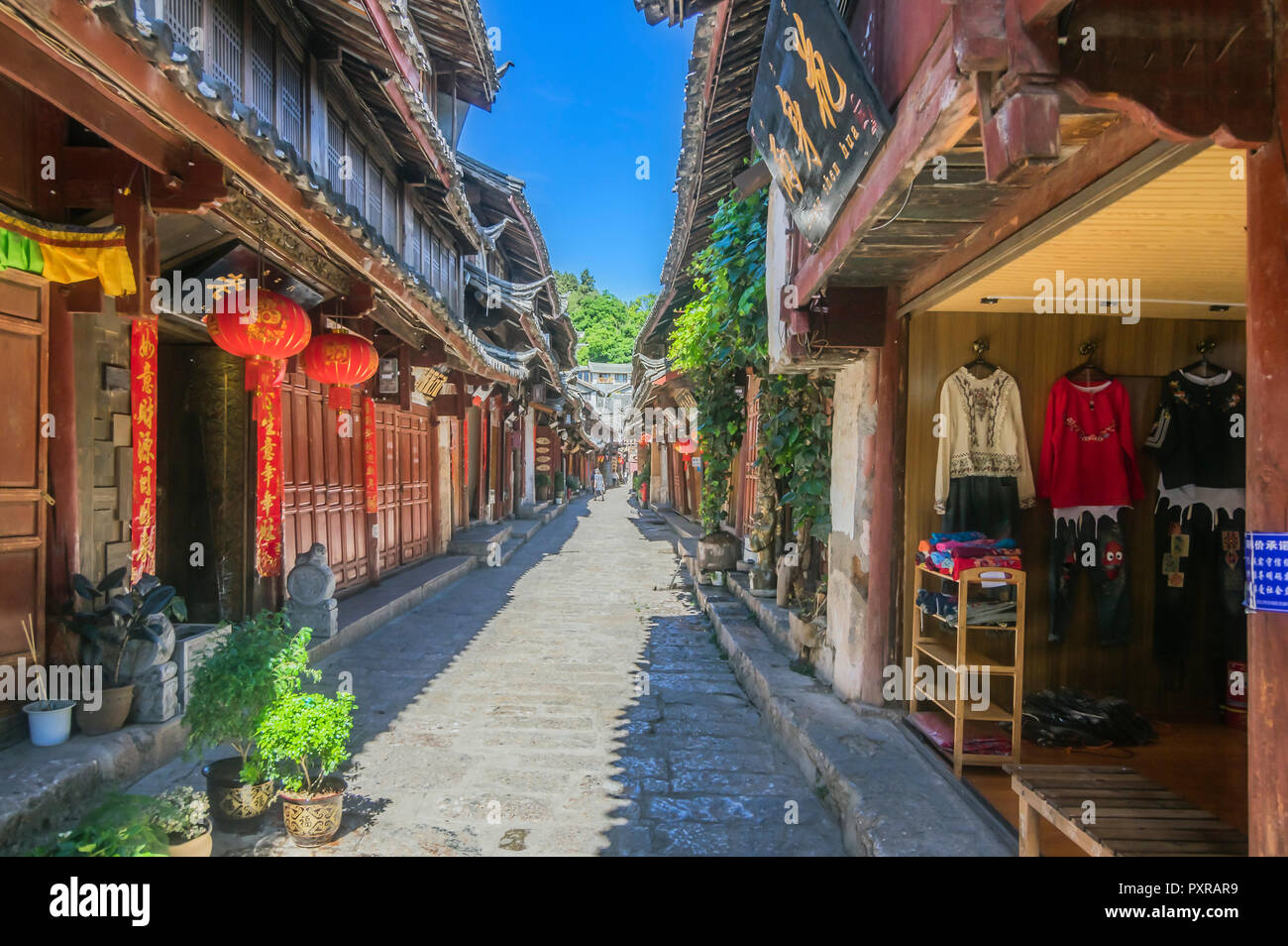 Cina Yunnan, Lijiang, scenic alley nella città vecchia Foto Stock