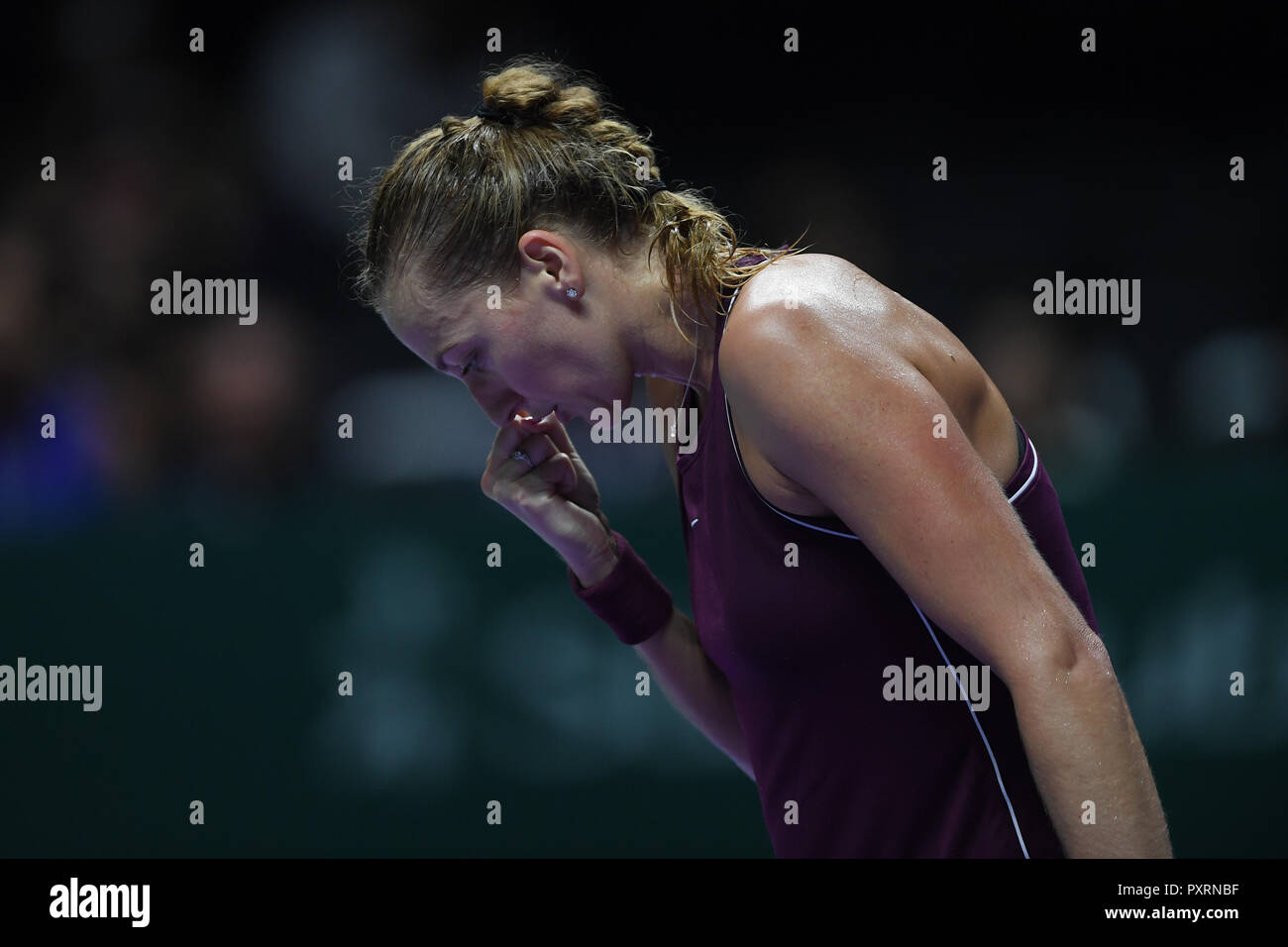 Petra KVITOVA (CZE), Ott 23, WTA Caroline WOZNIACKI (DNK) vs Petra KVITOVA (CZE)- 2018 BNP Paribas WTA Finals Credito: Haruhiko Otsuka/AFLO/Alamy Live News Foto Stock