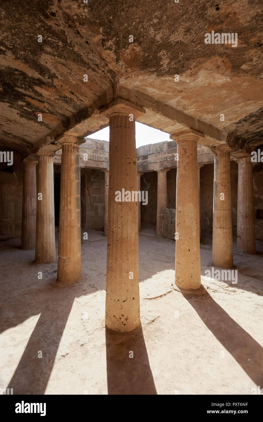 Scavo Archeologico sito, tombe reali di Nea Pafos, necropoli dell'antichità romana, Repubblica di Cipro, Cipro Foto Stock