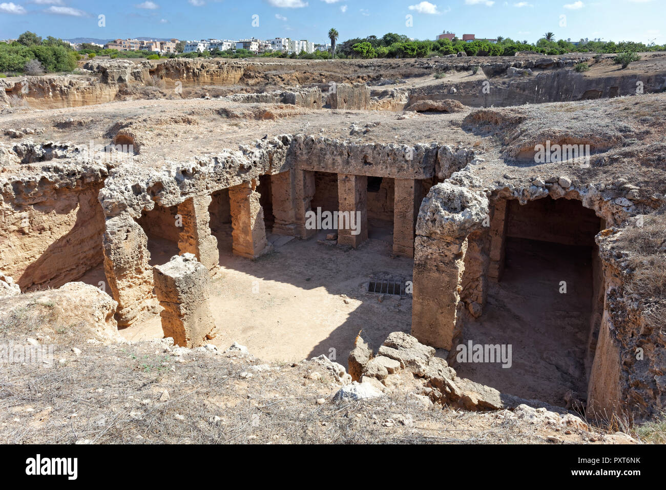 Scavo Archeologico sito, tombe reali di Nea Pafos, necropoli dell'antichità romana, Repubblica di Cipro, Cipro Foto Stock