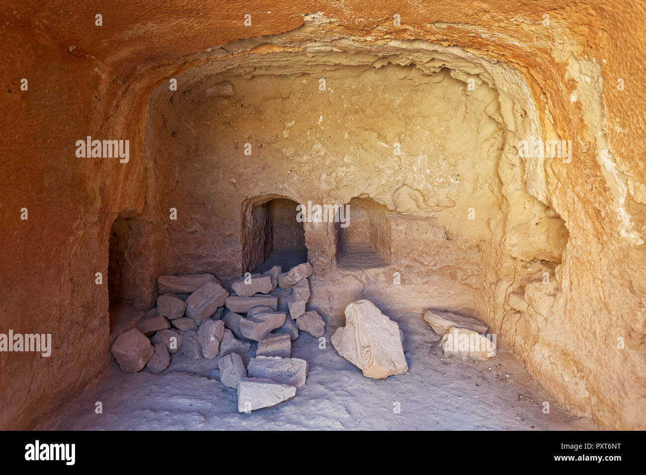 Scavo Archeologico sito, tombe reali di Nea Pafos, necropoli dell'antichità romana, Repubblica di Cipro, Cipro Foto Stock