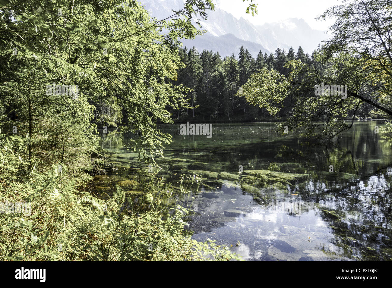 Der Badersee bei Grainau, Garmisch-Partenkirchen, Werdenfels, Bayern, Oberbayern, Deutschland Foto Stock