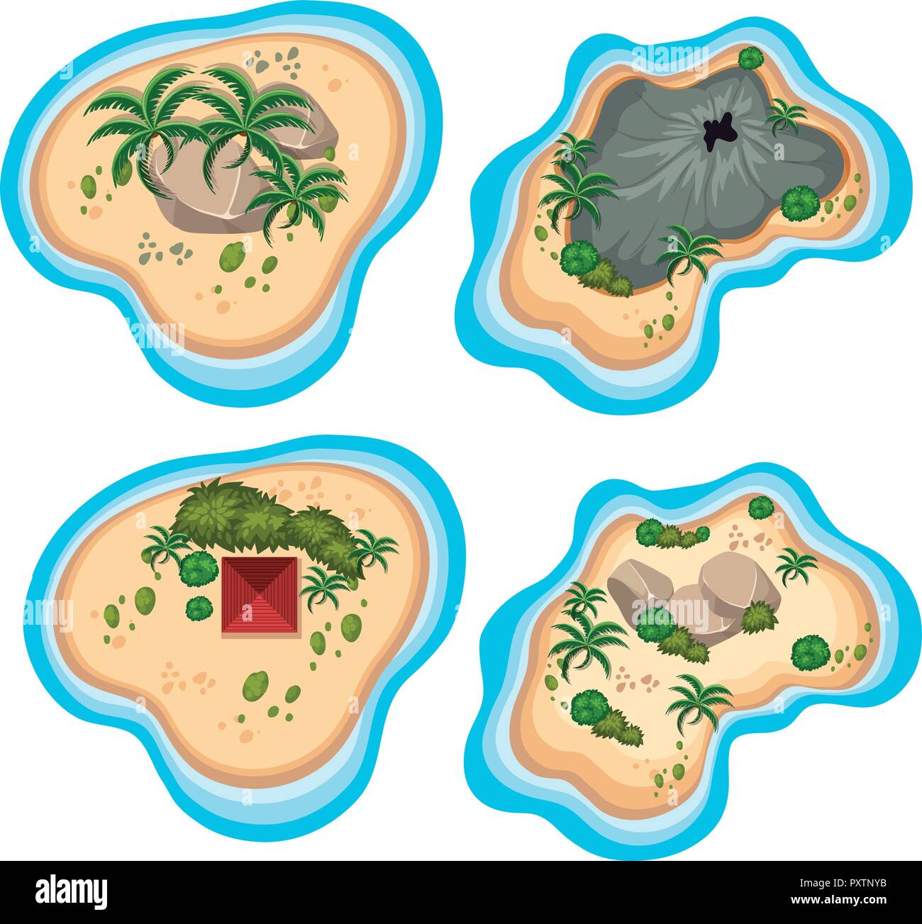 Scene aeree di diverse isole illustrazione Illustrazione Vettoriale