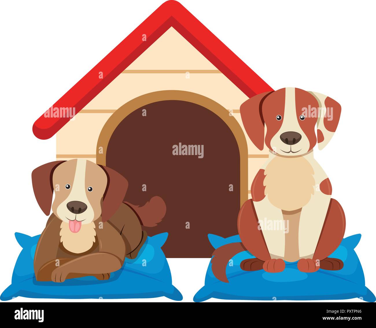 Due simpatici cani da the doghouse illustrazione Illustrazione Vettoriale