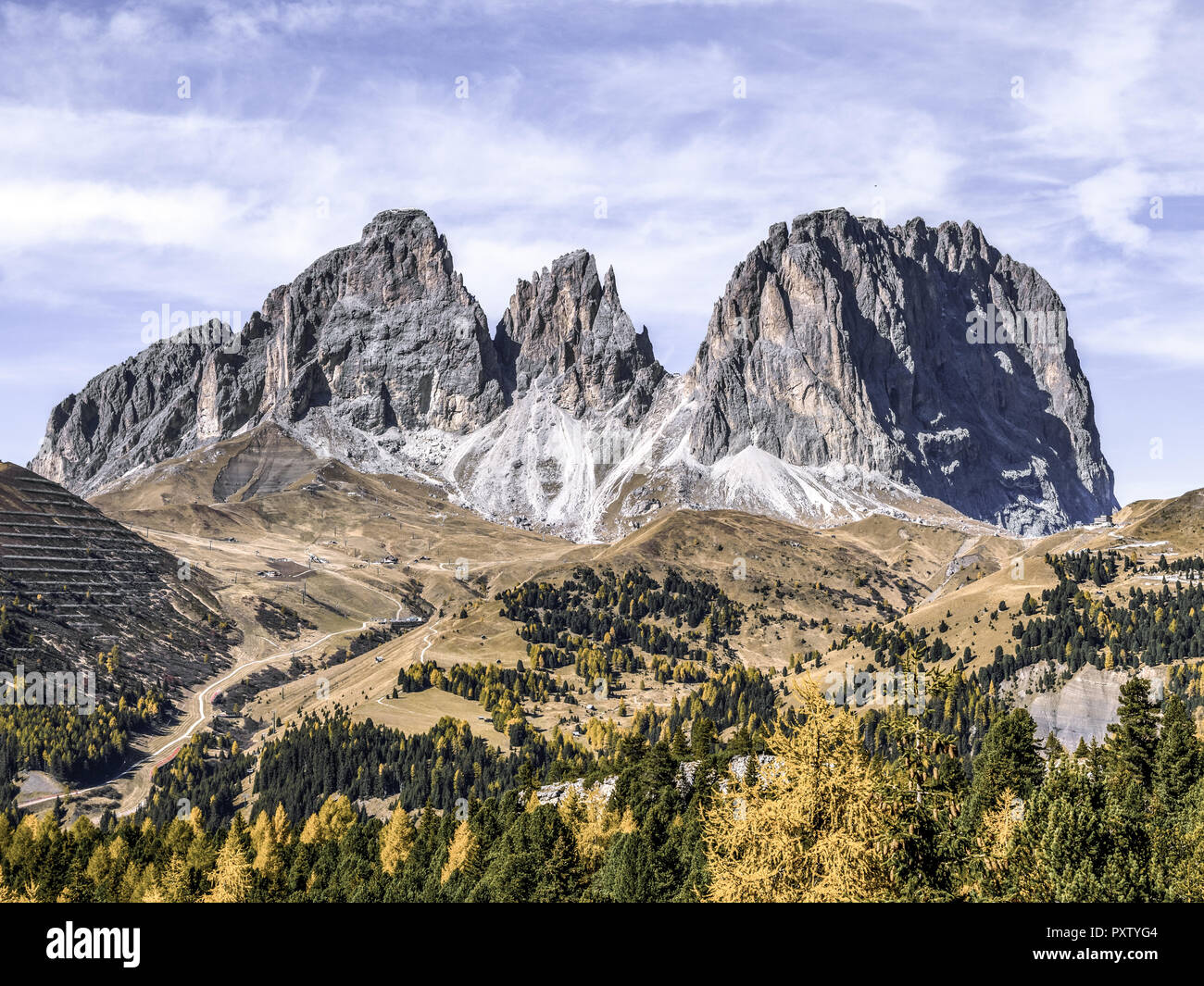 Gruppo del Sasso Lungo, Dolomiti, Italia Foto Stock