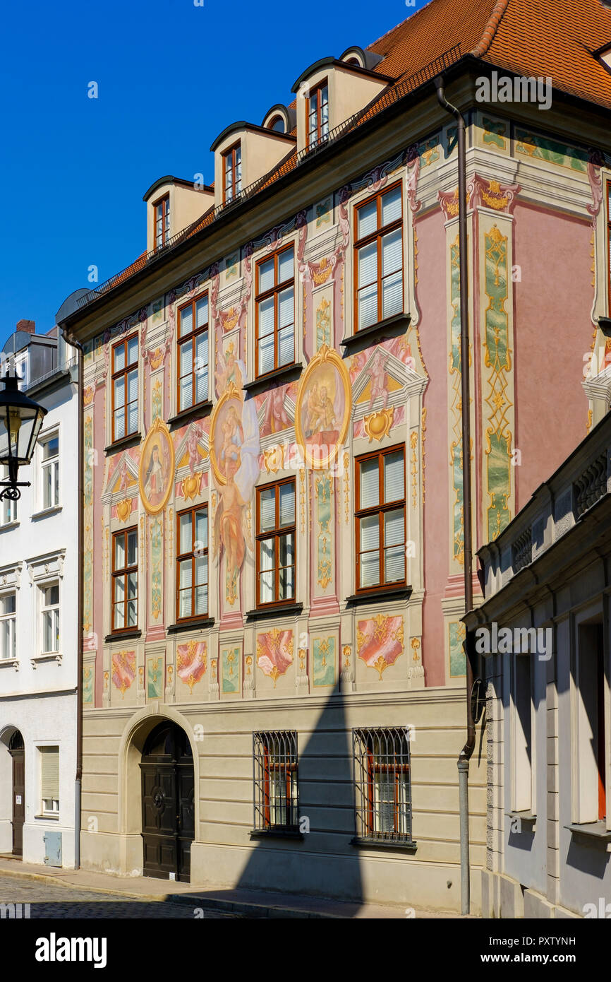 Germania, Augsburg, Kathan House, pittura murale Foto Stock