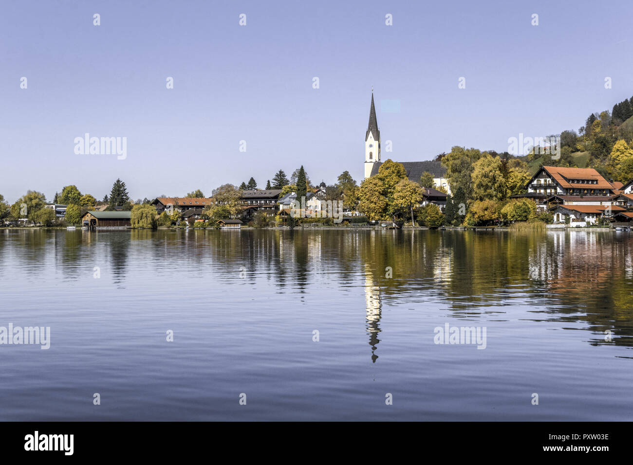 Il lago Schliersee in Baviera, Germania Foto Stock