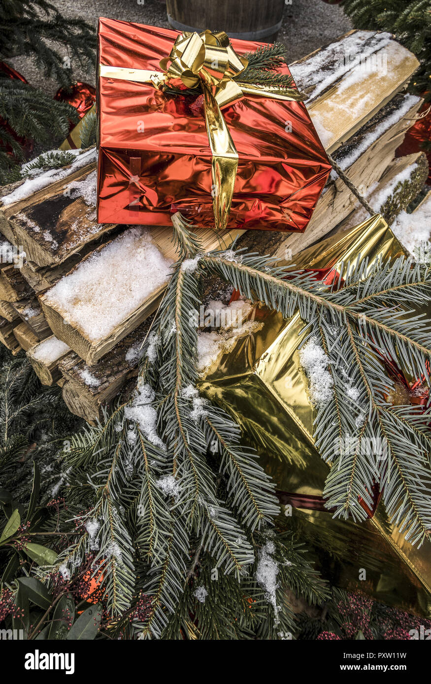 Mercatino di Natale il castello di Hellbrunn, Salisburgo, Austria Foto Stock