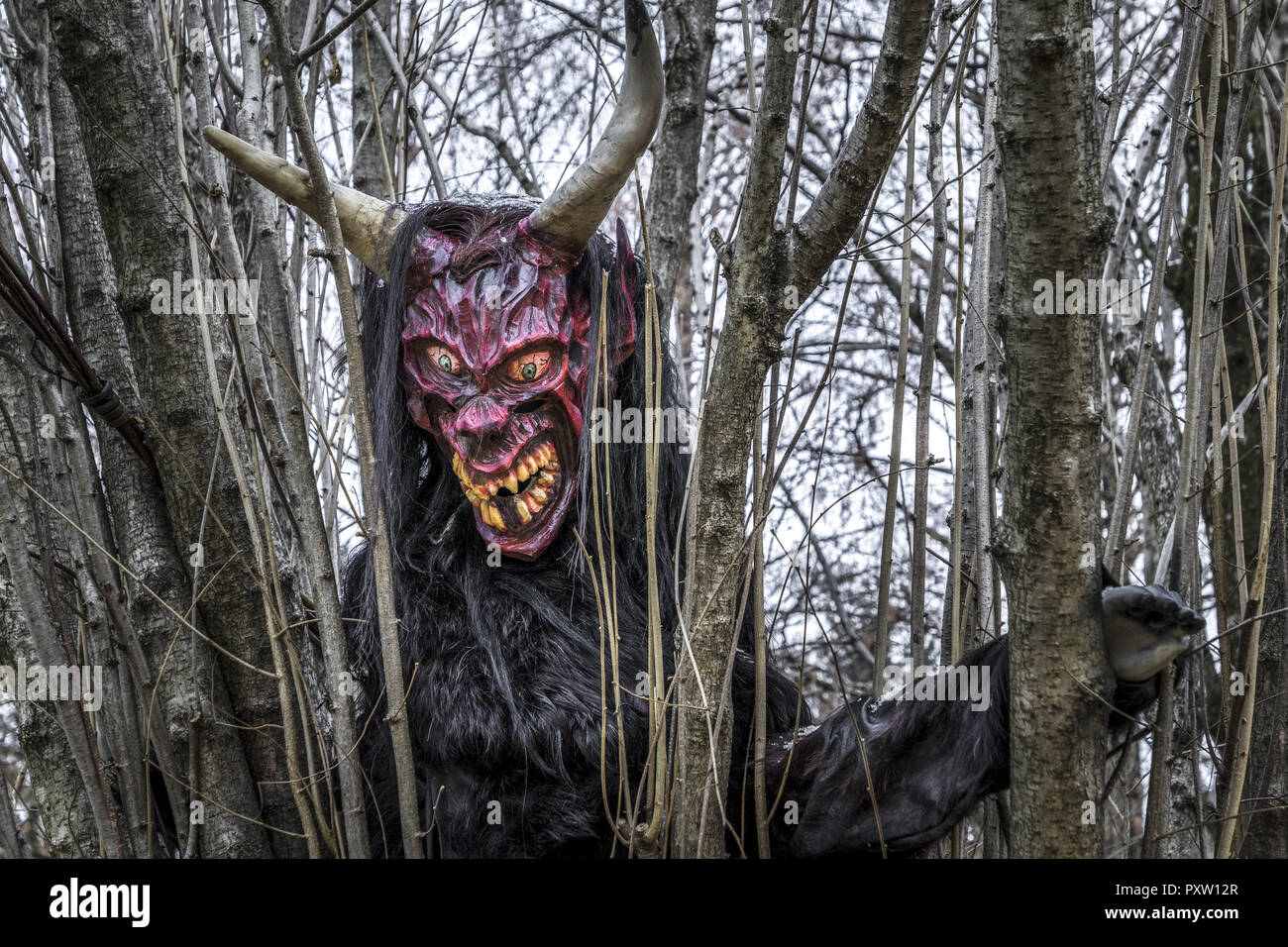 Krampus o diavolo maschera, Salzburg Austria Foto Stock