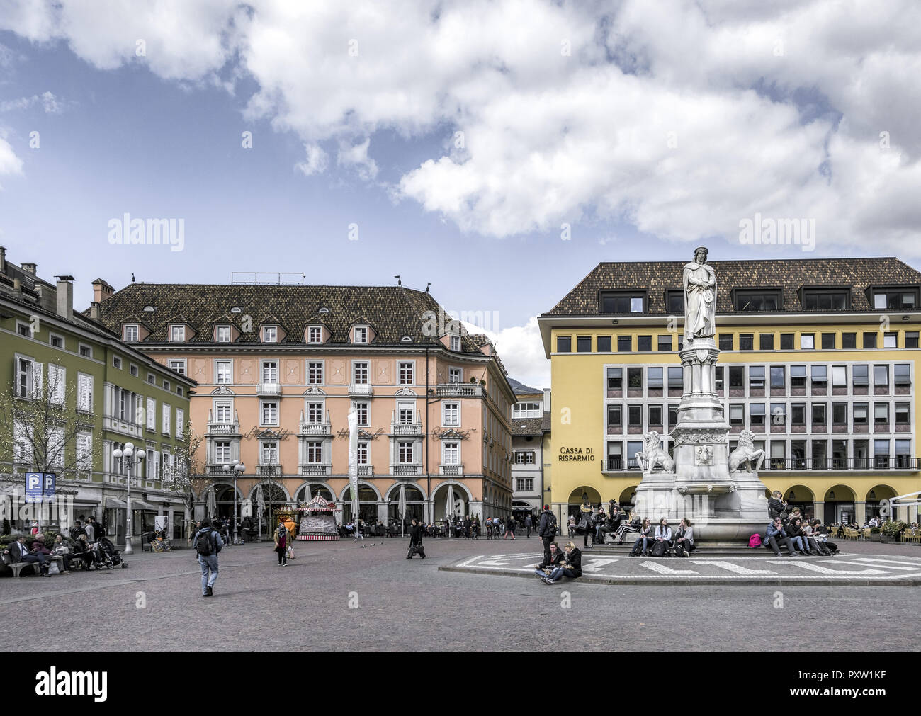 Piazza Walther Platz a Bolzano Foto Stock