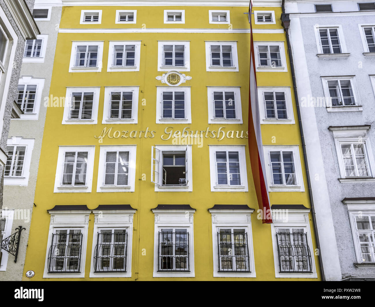 La casa natale di Mozart a Salisburgo, Austria Foto Stock