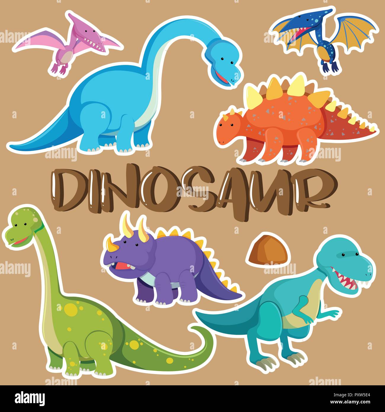 Diversi tipi di dinosauri illustrazione Illustrazione Vettoriale
