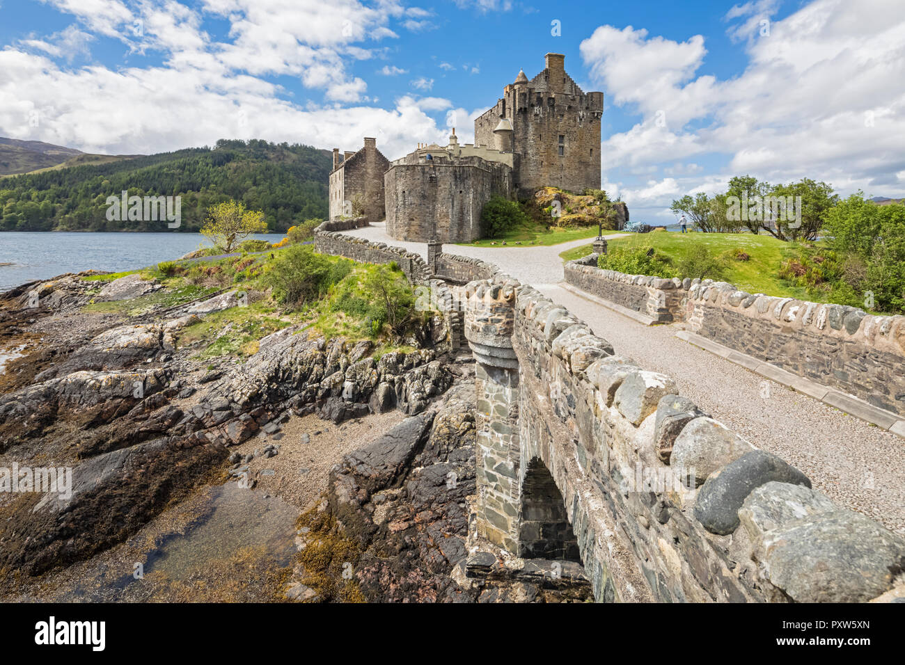 Regno Unito, Scozia, Dornie, Loch Duich, Eilean Donan Castle Foto Stock