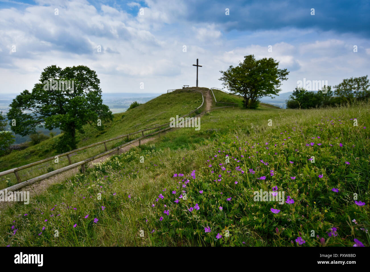 Germania, Svizzera della Franconia, lookout e croce Foto Stock