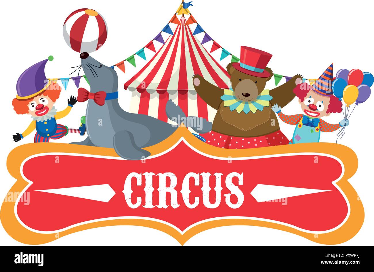 Circus Banner su sfondo bianco illustrazione Illustrazione Vettoriale