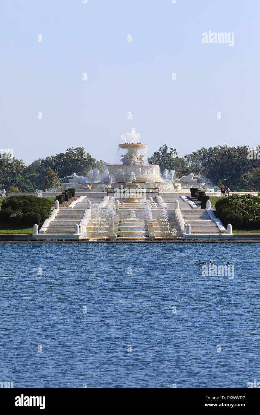 La James Scott Memorial Fontana, un monumento su Belle Isle Park a Detroit, Michigan, Stati Uniti d'America Foto Stock