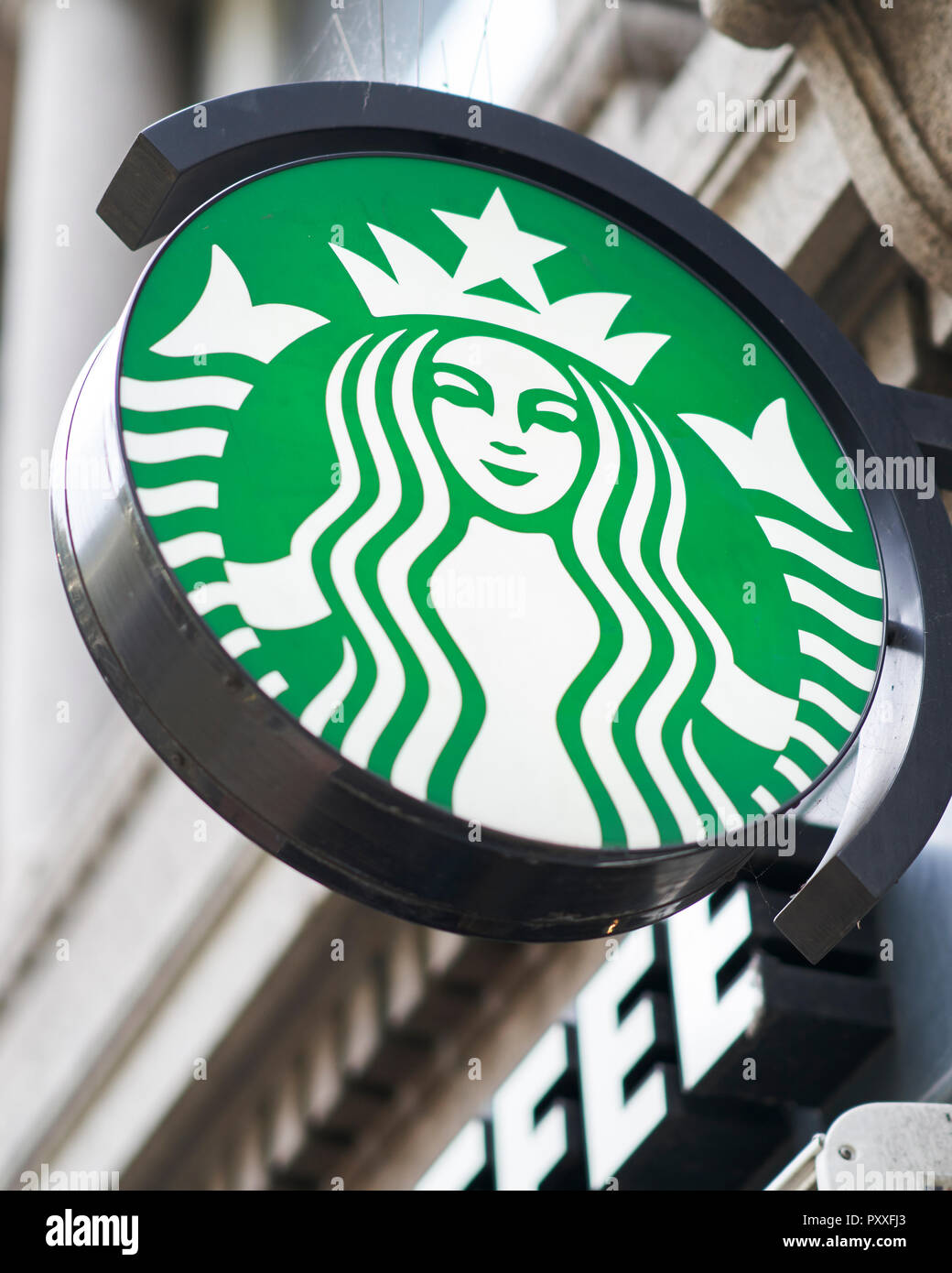 Starbucks Coffee Shop. Segno. Foto Stock