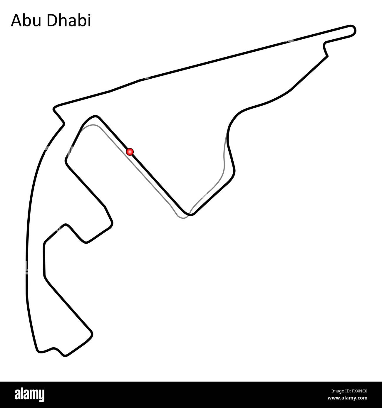 Abu Dhabi Grand Prix Race Track. Il circuito per il Motorsport e Autosport. Illustrazione Vettoriale. Illustrazione Vettoriale