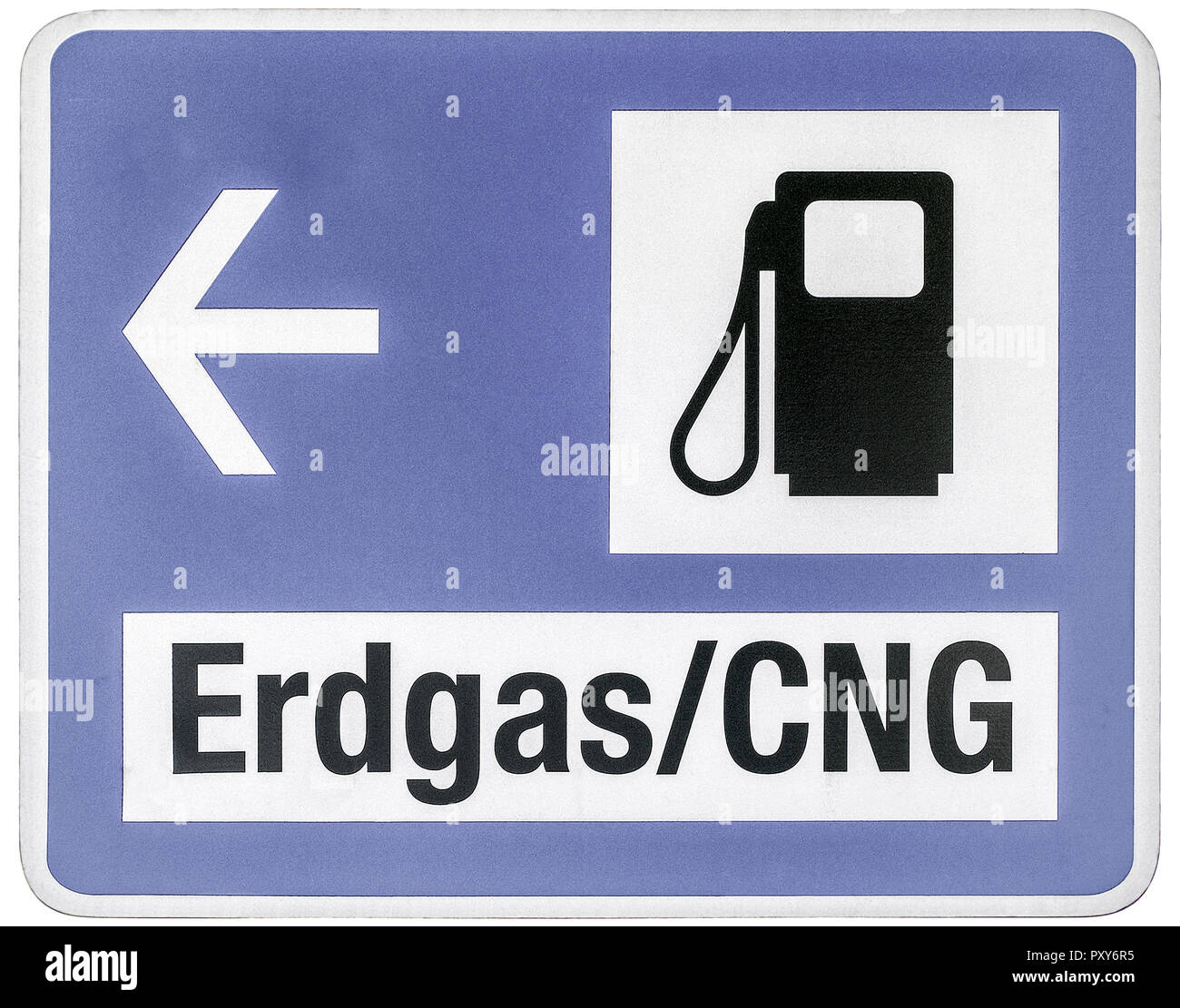Hinweisschild fuer Erdgas-Tankstelle Foto Stock